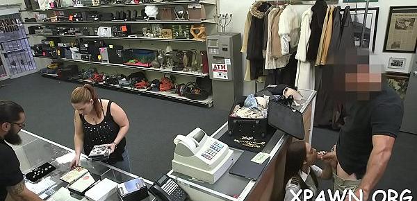  Intensive babe has sex in shop